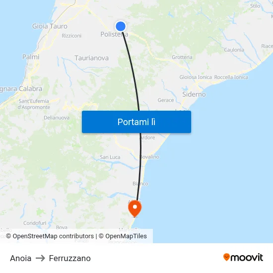 Anoia to Ferruzzano map