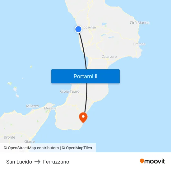 San Lucido to Ferruzzano map