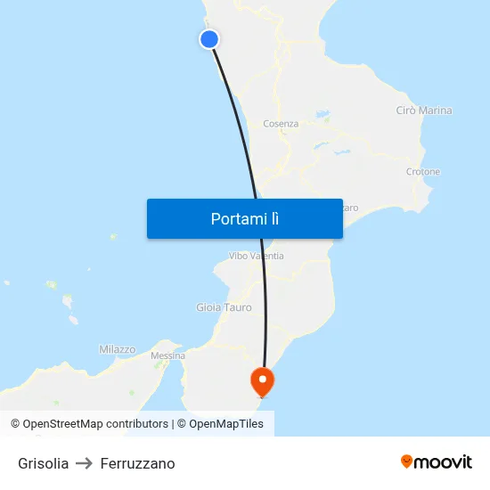 Grisolia to Ferruzzano map