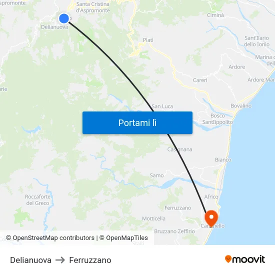 Delianuova to Ferruzzano map