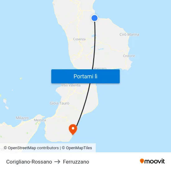 Corigliano-Rossano to Ferruzzano map