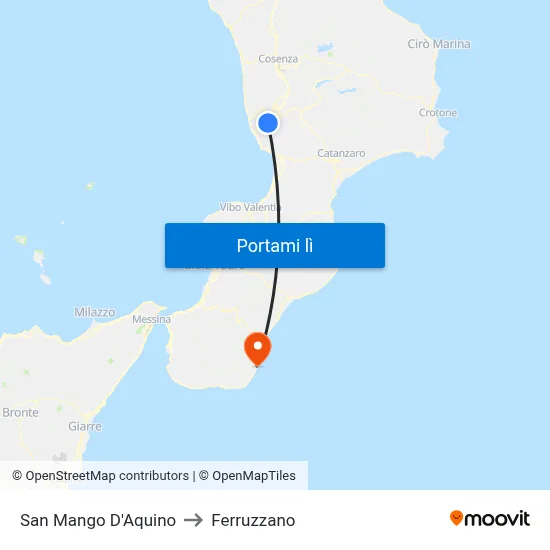 San Mango D'Aquino to Ferruzzano map
