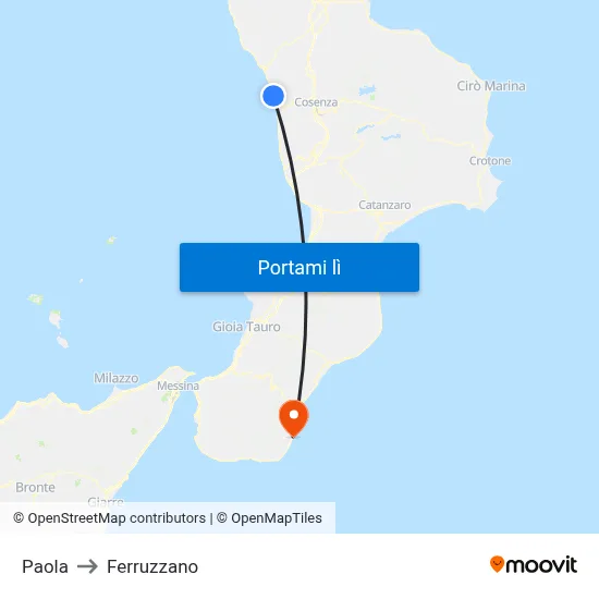 Paola to Ferruzzano map