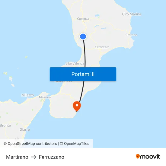 Martirano to Ferruzzano map