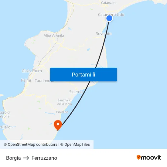 Borgia to Ferruzzano map