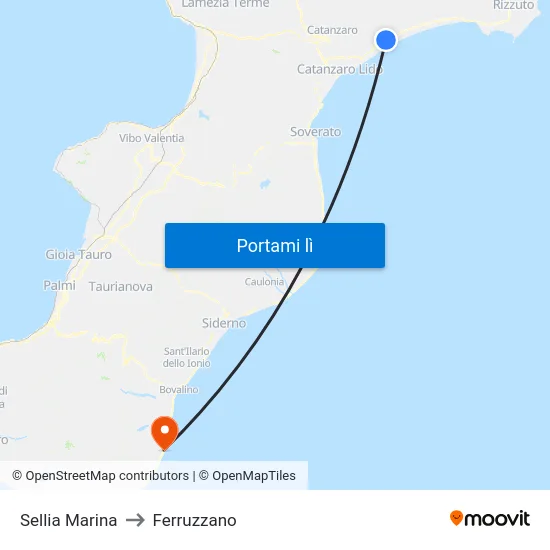 Sellia Marina to Ferruzzano map