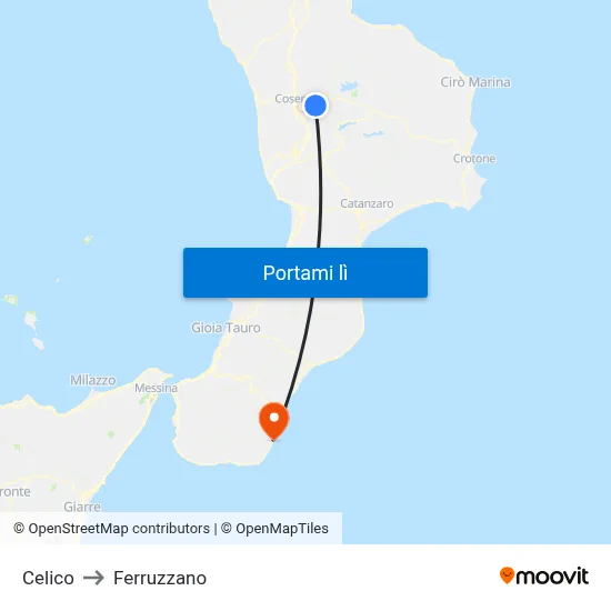 Celico to Ferruzzano map