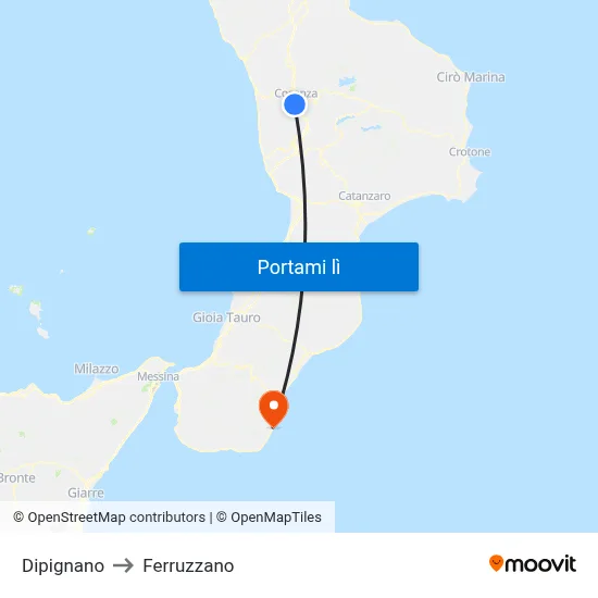 Dipignano to Ferruzzano map