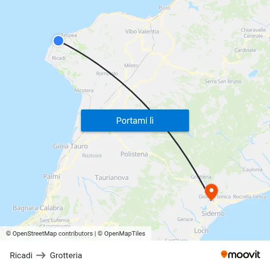 Ricadi to Grotteria map