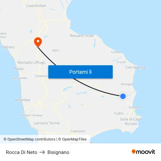Rocca Di Neto to Bisignano map