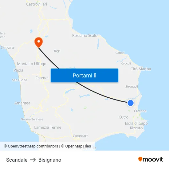 Scandale to Bisignano map