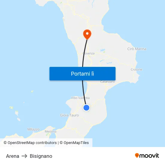 Arena to Bisignano map