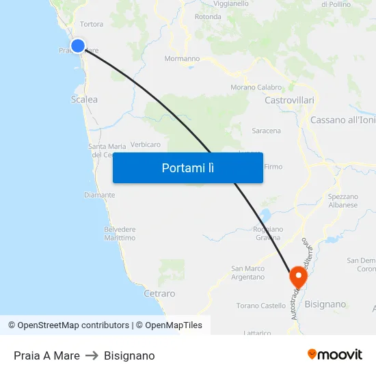 Praia A Mare to Bisignano map