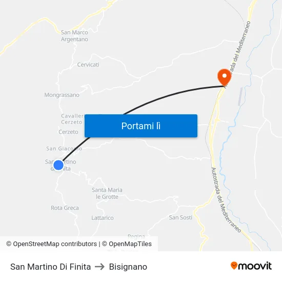 San Martino Di Finita to Bisignano map