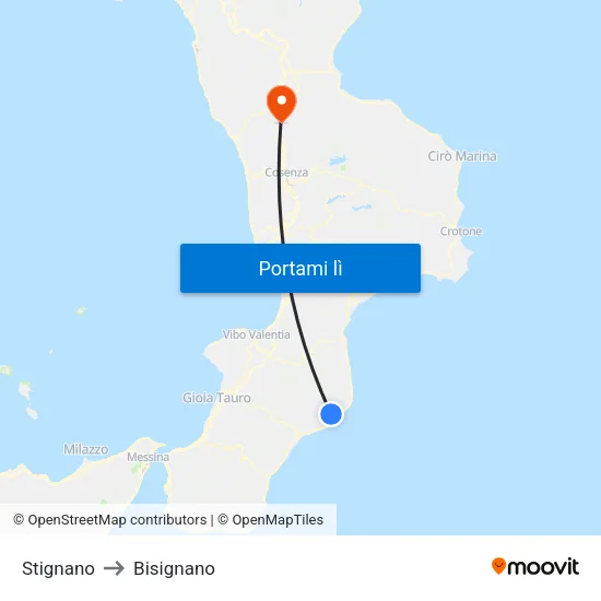 Stignano to Bisignano map