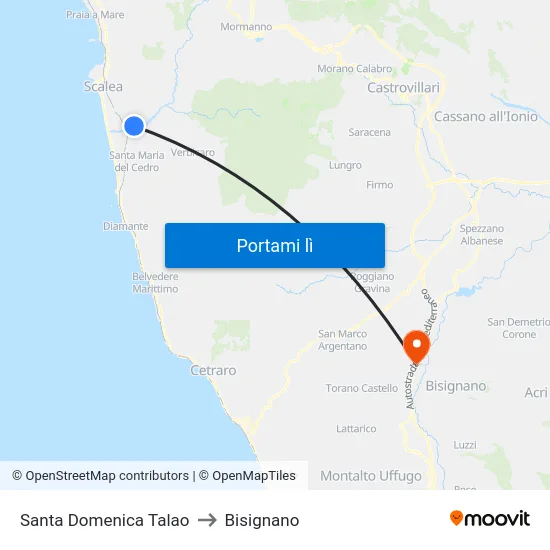Santa Domenica Talao to Bisignano map