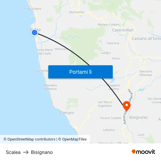 Scalea to Bisignano map