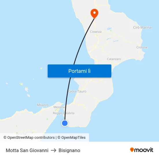 Motta San Giovanni to Bisignano map