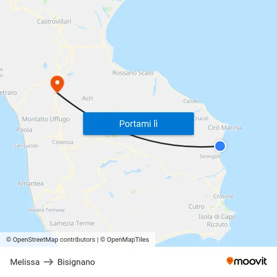 Melissa to Bisignano map