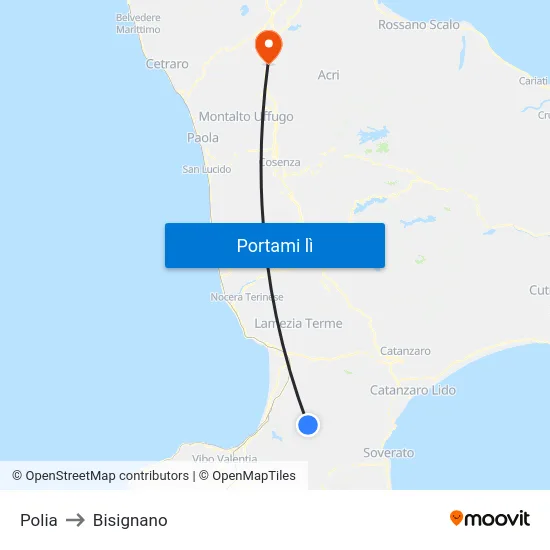 Polia to Bisignano map