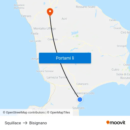 Squillace to Bisignano map