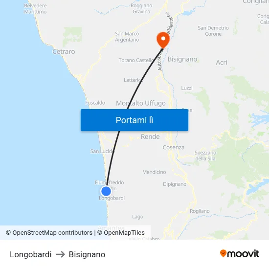 Longobardi to Bisignano map