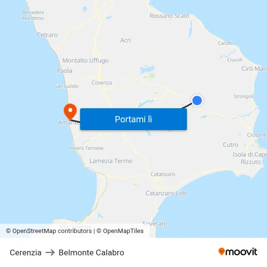 Cerenzia to Belmonte Calabro map