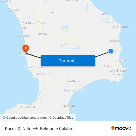 Rocca Di Neto to Belmonte Calabro map