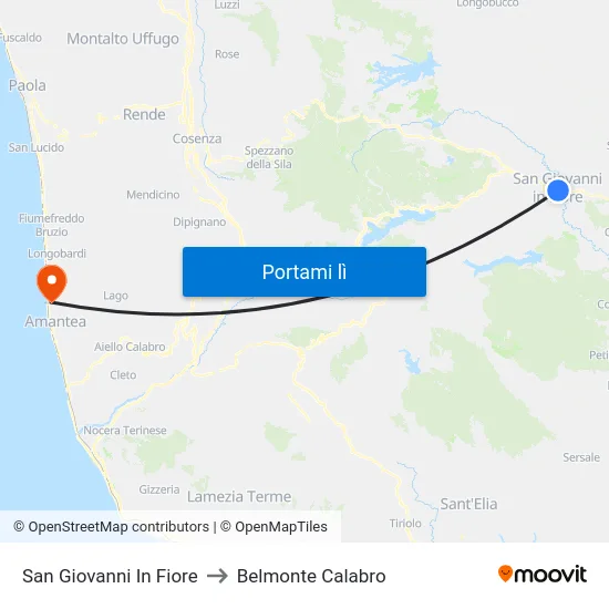 San Giovanni In Fiore to Belmonte Calabro map