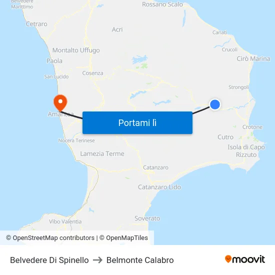 Belvedere Di Spinello to Belmonte Calabro map