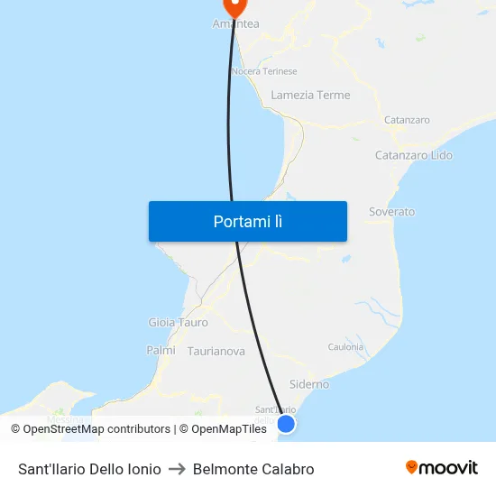 Sant'Ilario Dello Ionio to Belmonte Calabro map