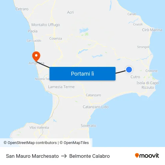 San Mauro Marchesato to Belmonte Calabro map