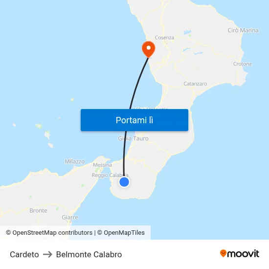 Cardeto to Belmonte Calabro map