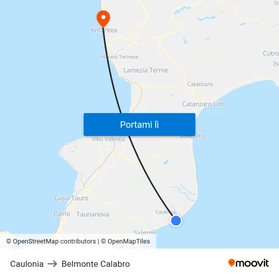 Caulonia to Belmonte Calabro map