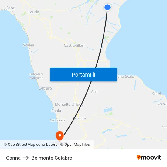 Canna to Belmonte Calabro map