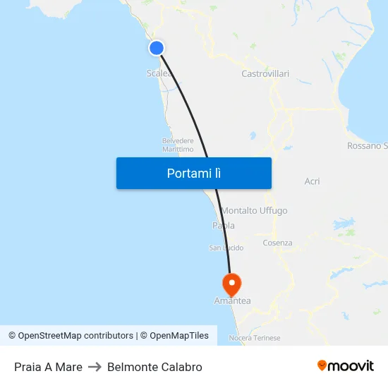 Praia A Mare to Belmonte Calabro map