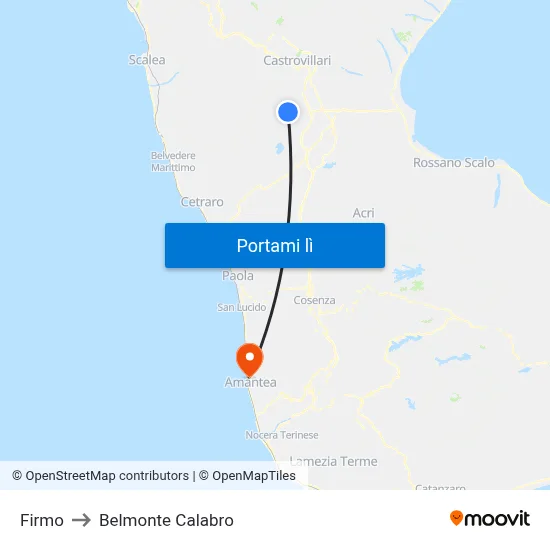 Firmo to Belmonte Calabro map