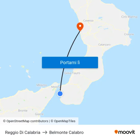 Reggio Di Calabria to Belmonte Calabro map