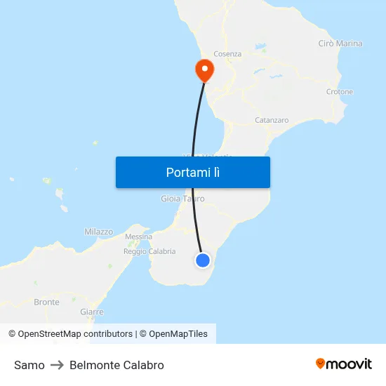 Samo to Belmonte Calabro map