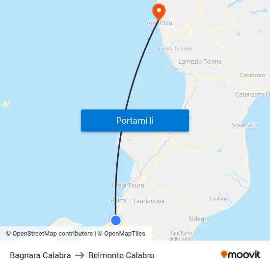 Bagnara Calabra to Belmonte Calabro map
