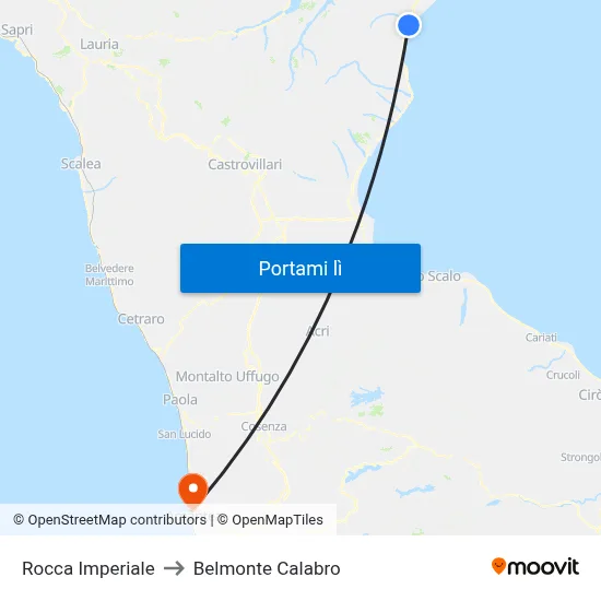 Rocca Imperiale to Belmonte Calabro map