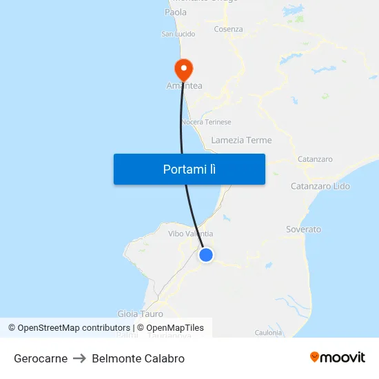 Gerocarne to Belmonte Calabro map
