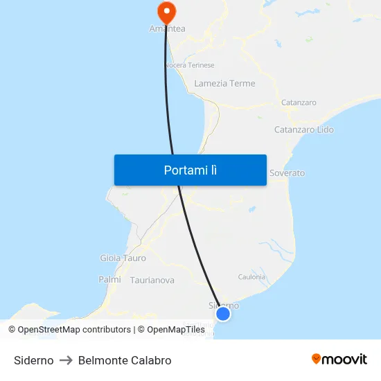Siderno to Belmonte Calabro map