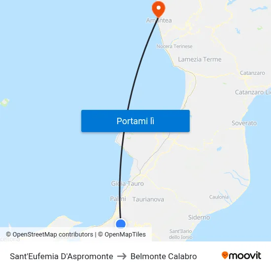 Sant'Eufemia D'Aspromonte to Belmonte Calabro map