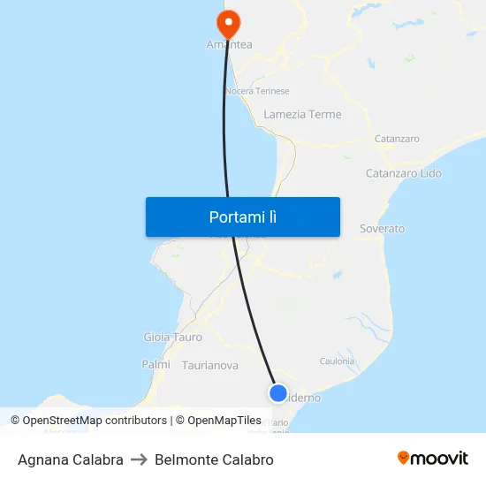 Agnana Calabra to Belmonte Calabro map