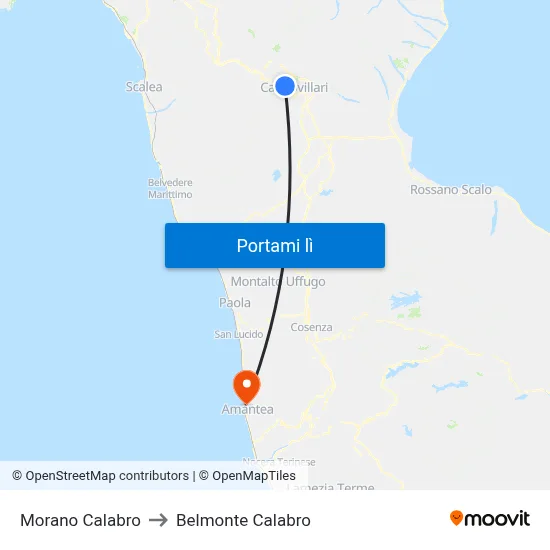 Morano Calabro to Belmonte Calabro map