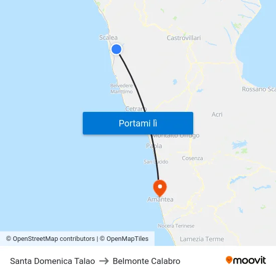 Santa Domenica Talao to Belmonte Calabro map
