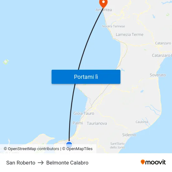 San Roberto to Belmonte Calabro map
