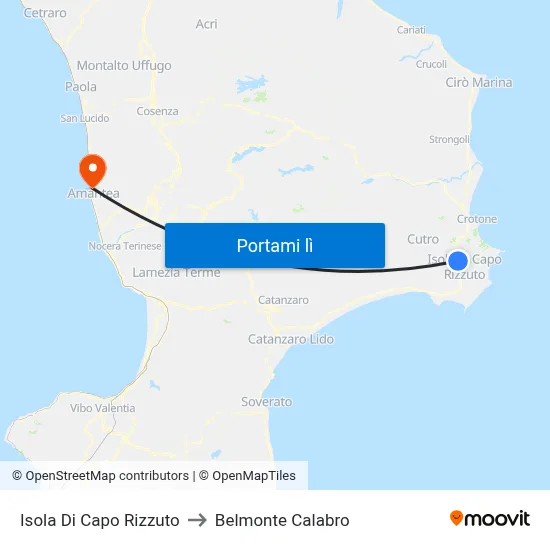 Isola Di Capo Rizzuto to Belmonte Calabro map