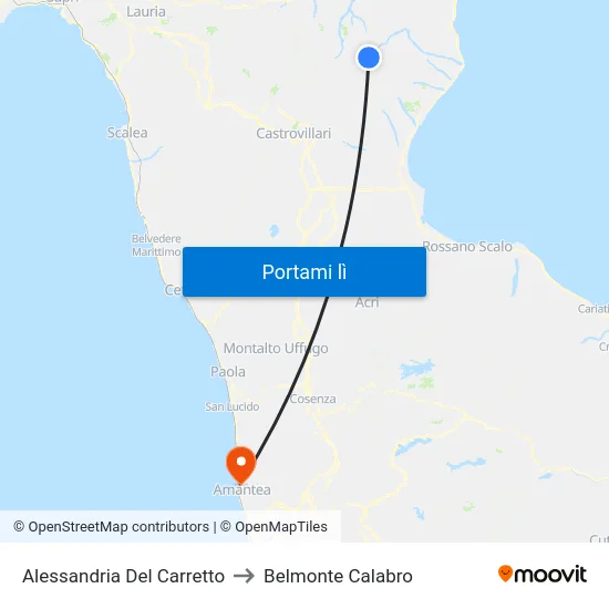 Alessandria Del Carretto to Belmonte Calabro map